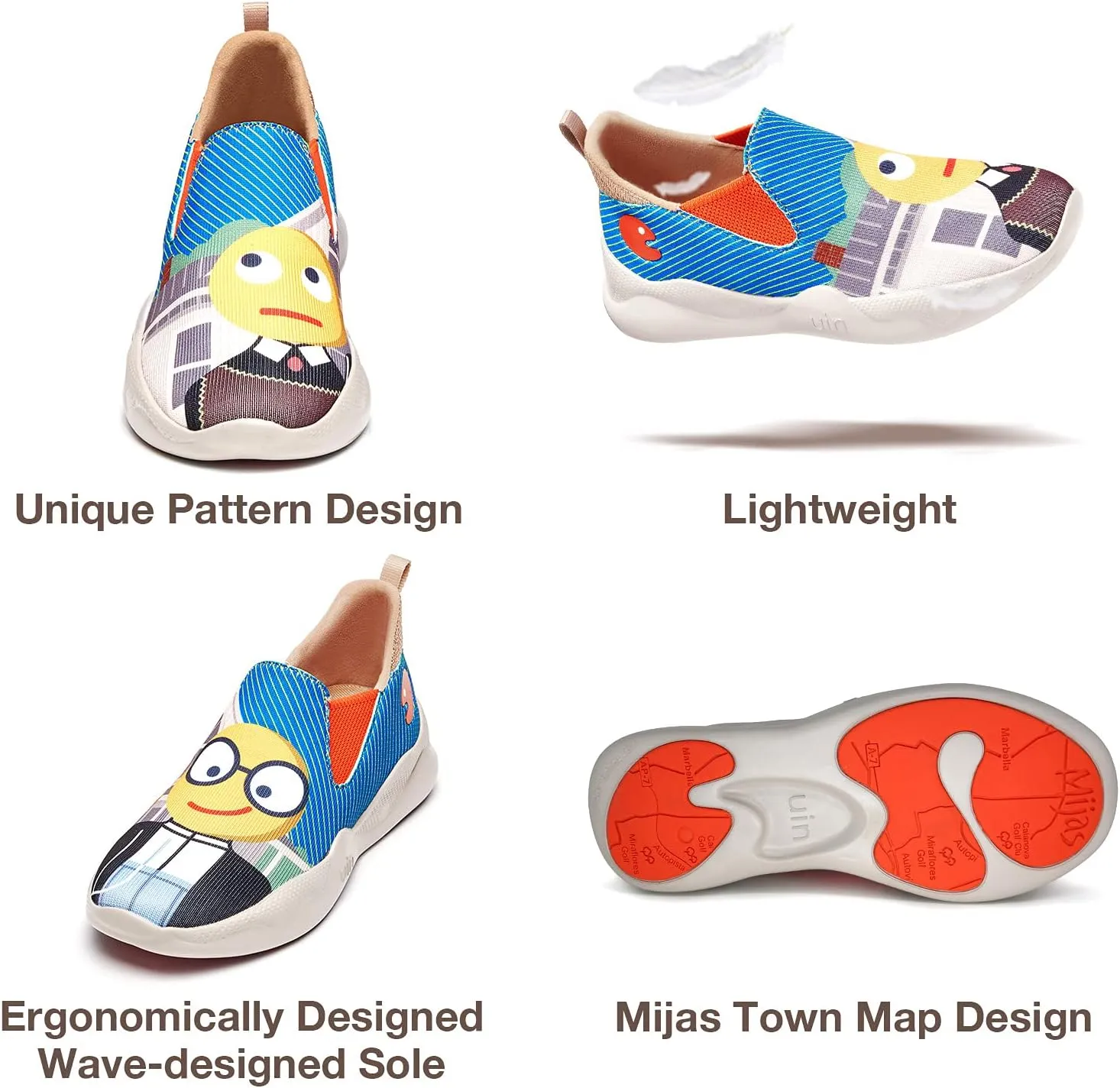 UIN Women's Fashion Sneakers Lightweight Walking Casual Slip Ons Comfortable Art Painted Athletic Travel Shoes