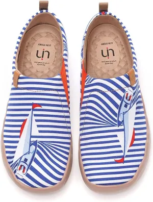 UIN Women's Flats Canvas Lightweight Sneakers Slip Ons Walking Casual Art Painted Travel Holiday Shoes Pacific Time (Ferry Well, Numeric_10_Point_5)