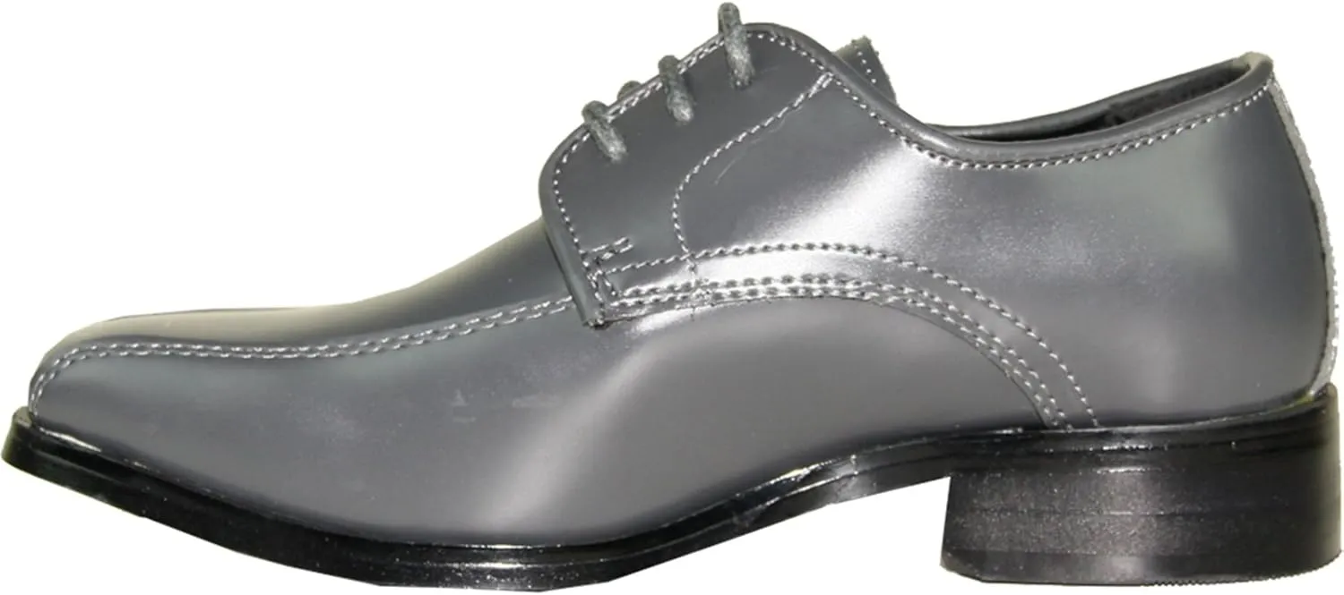 VANGELO Men Dress Shoe TAB and Tux Oxford Formal Tuxedo for Prom Wedding Uniform Medium and Wide Width Black Grey Ivory White Patent