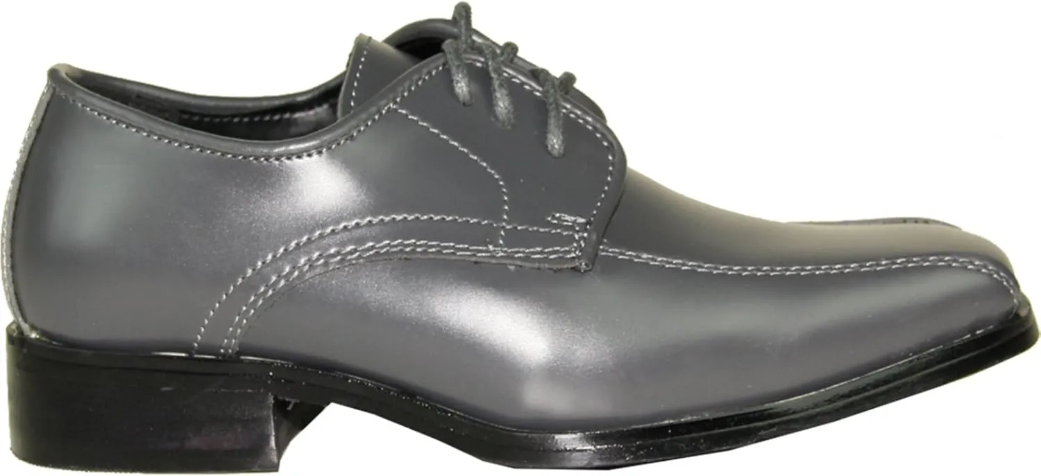 VANGELO Men Dress Shoe TAB and Tux Oxford Formal Tuxedo for Prom Wedding Uniform Medium and Wide Width Black Grey Ivory White Patent