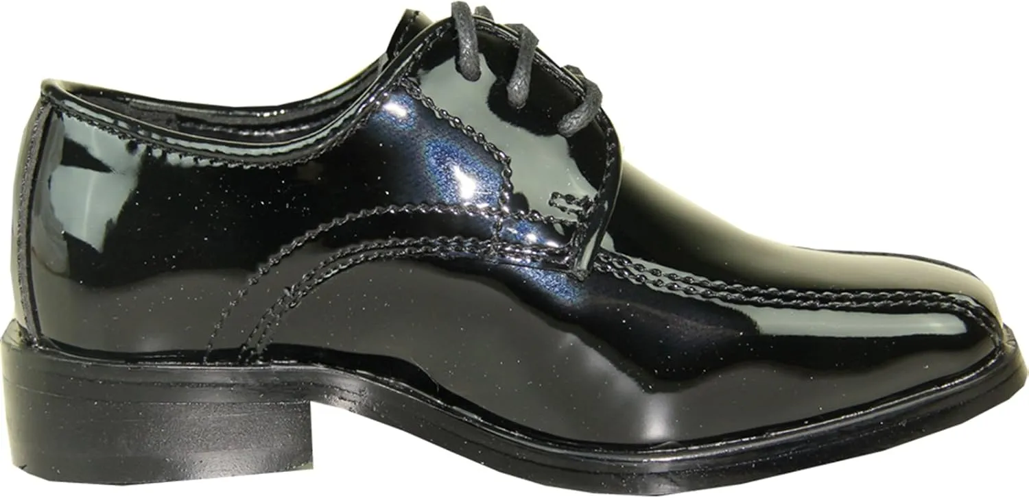 VANGELO Men Dress Shoe TAB and Tux Oxford Formal Tuxedo for Prom Wedding Uniform Medium and Wide Width Black Grey Ivory White Patent