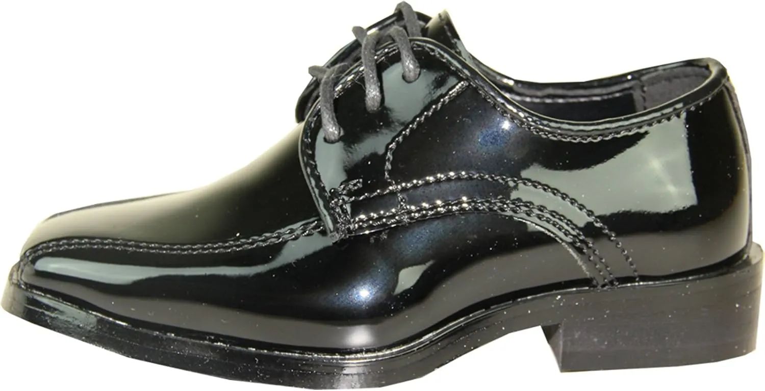 VANGELO Men Dress Shoe TAB and Tux Oxford Formal Tuxedo for Prom Wedding Uniform Medium and Wide Width Black Grey Ivory White Patent