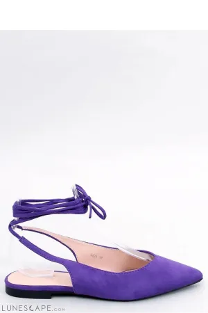Violet Eco-Suede Pointed Flats with Sculptural Ankle Laces