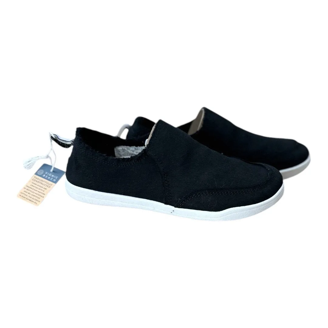Vionic Beach Malibue Black Canvas Slip Ons Size 6.5 New