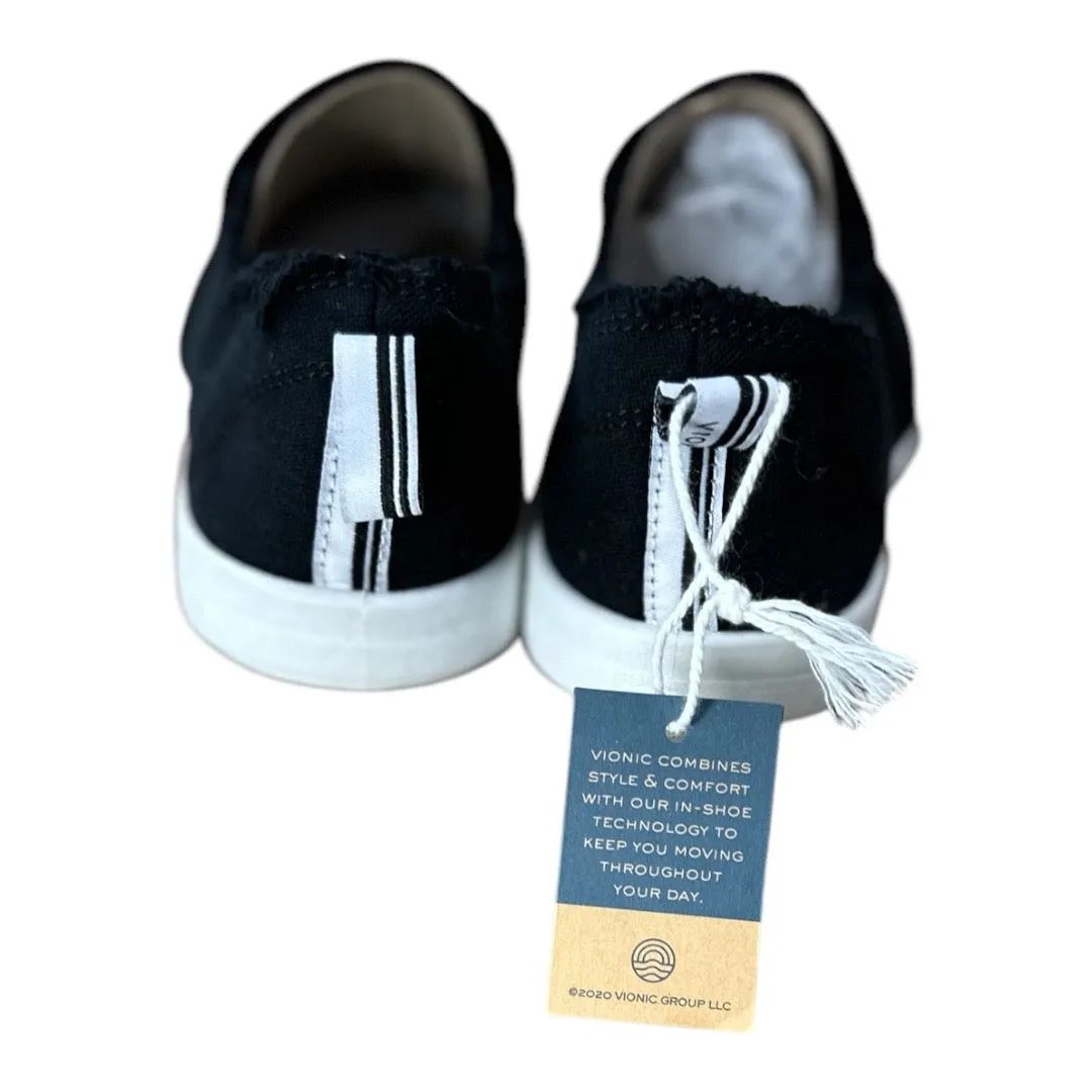 Vionic Beach Malibue Black Canvas Slip Ons Size 6.5 New