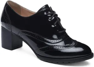 VOKLIN Women's Chunky Block Heel Pump Oxfords Wingtip Lace Up Patent Leather Vintage Brogues Dress Shoes