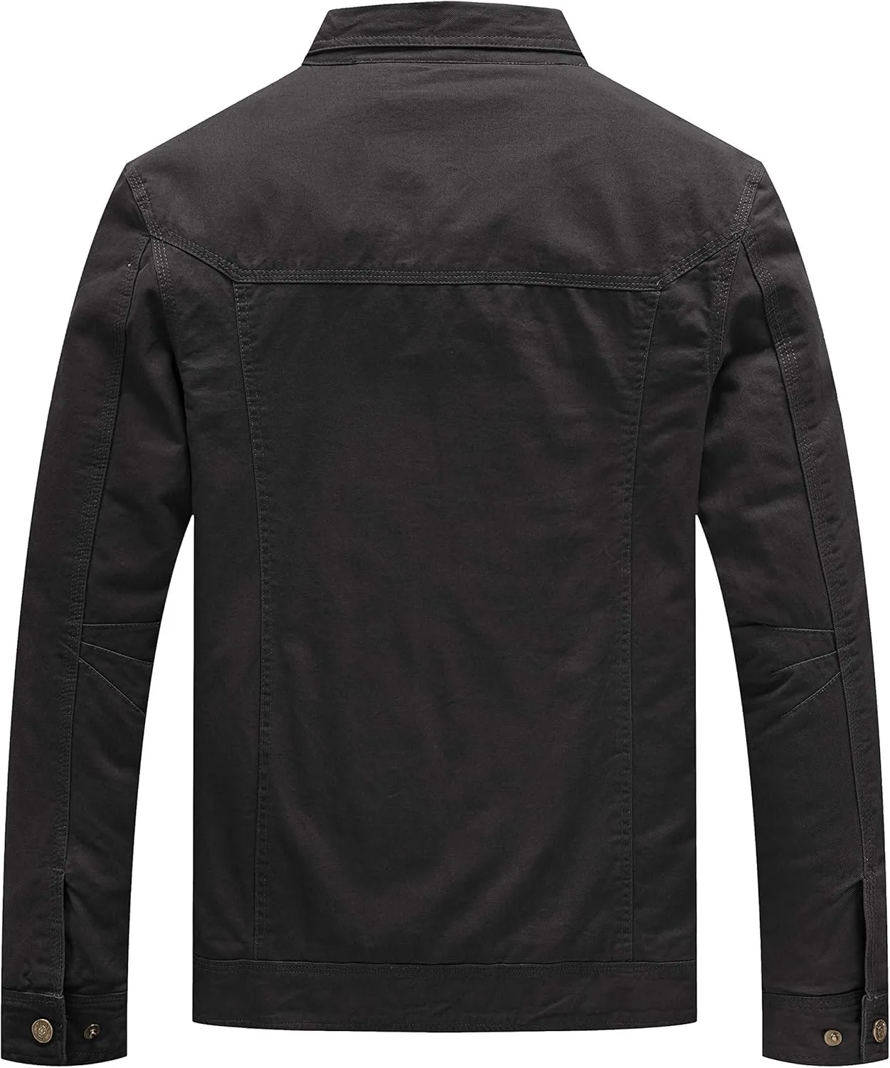 WenVen Men's Casual Canvas Cotton Jacket Lightweight Military Utility Jacket