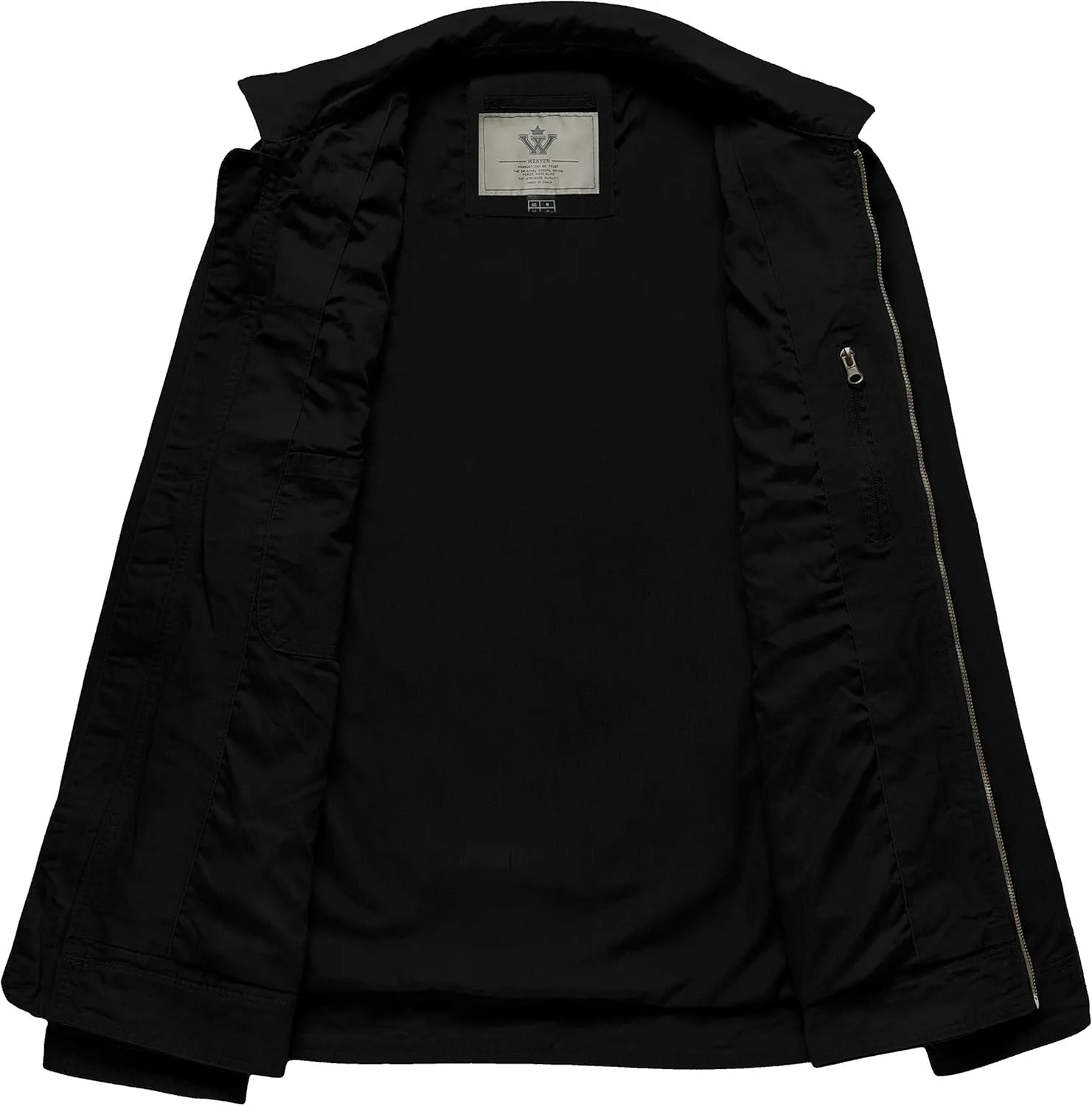 WenVen Men's Casual Canvas Cotton Jacket Lightweight Military Utility Jacket