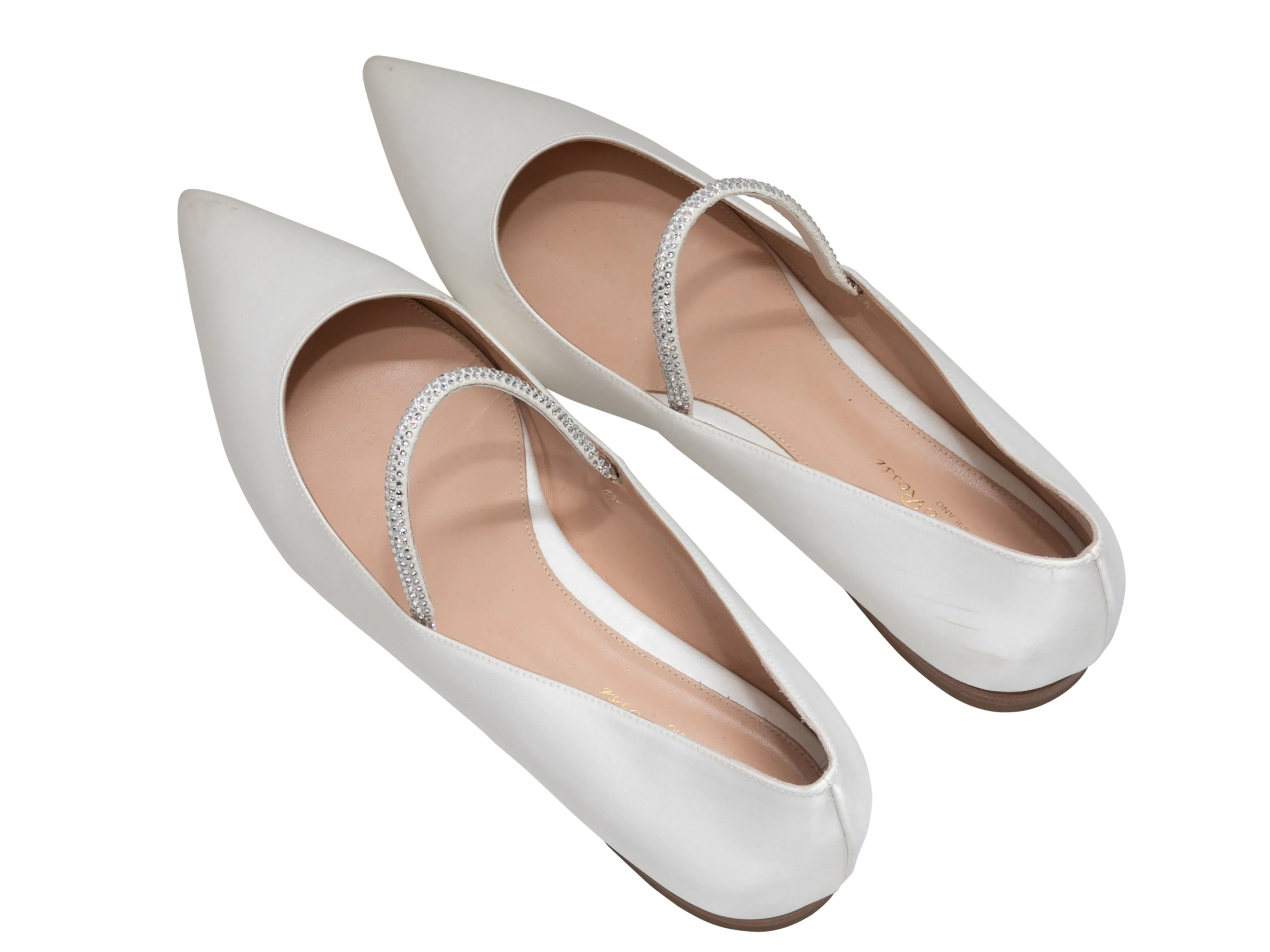 White Gianvito Rossi Pointed-Toe Mary Jane Ballet Flats Size 41