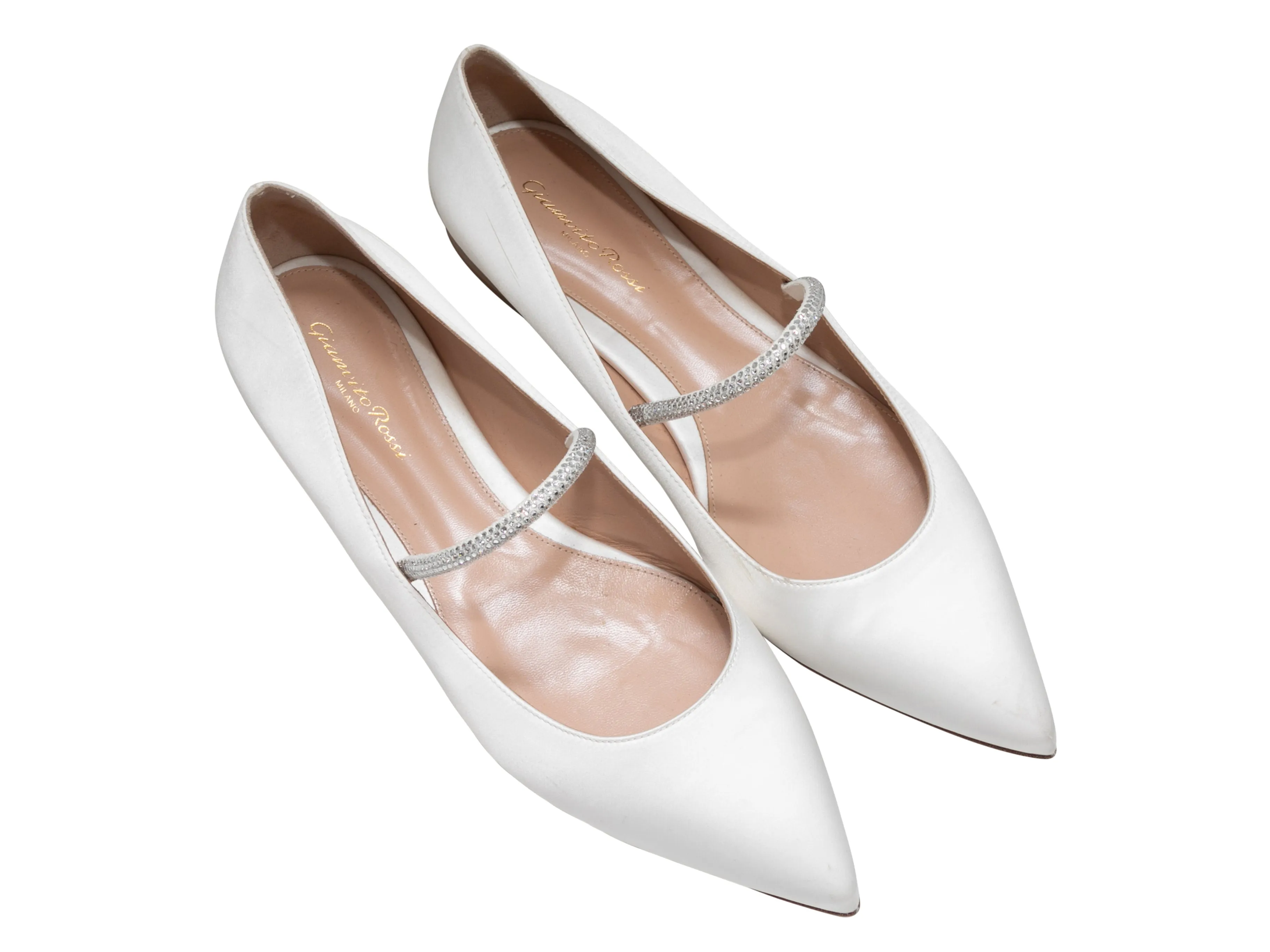 White Gianvito Rossi Pointed-Toe Mary Jane Ballet Flats Size 41