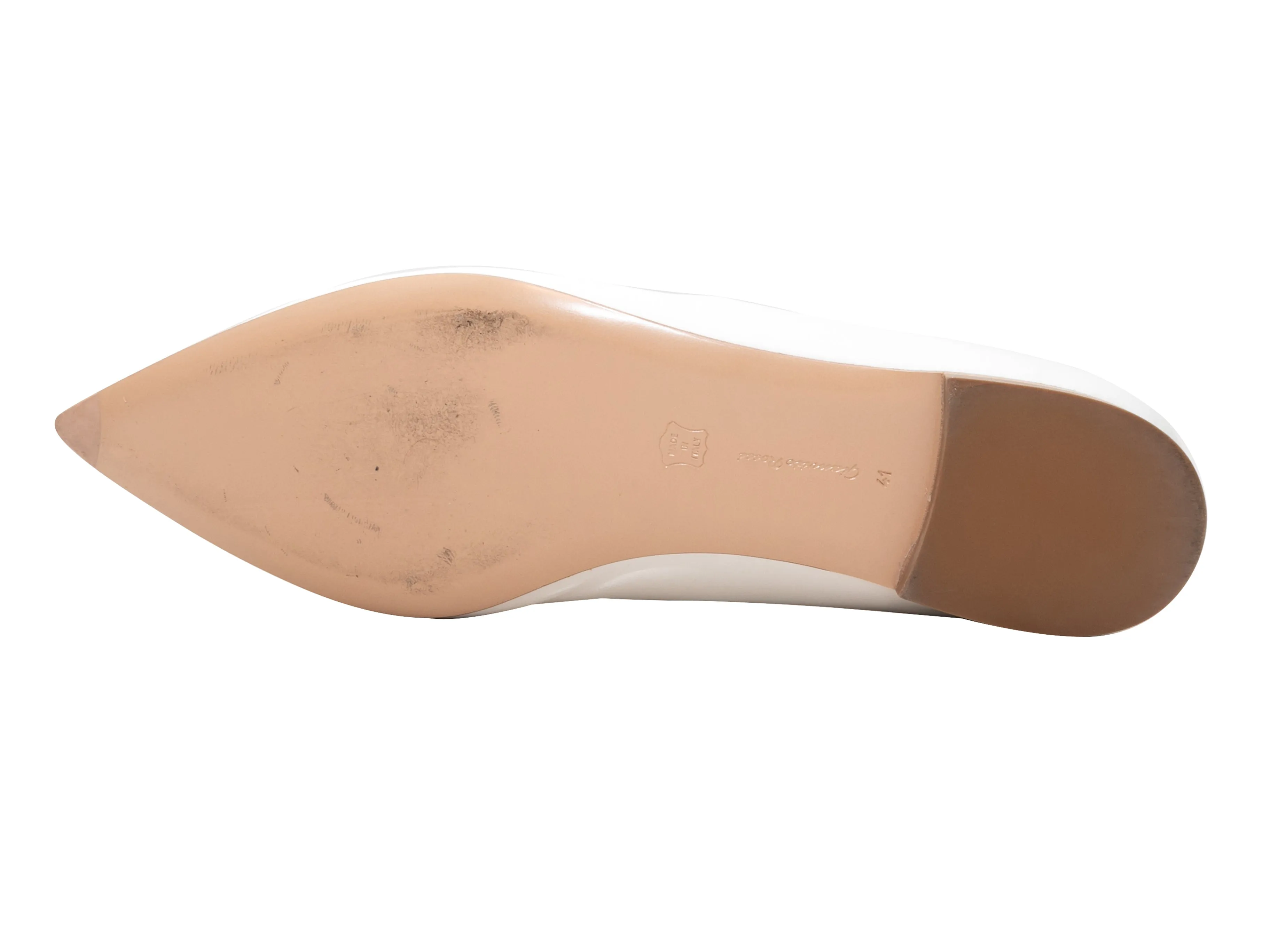 White Gianvito Rossi Pointed-Toe Mary Jane Ballet Flats Size 41