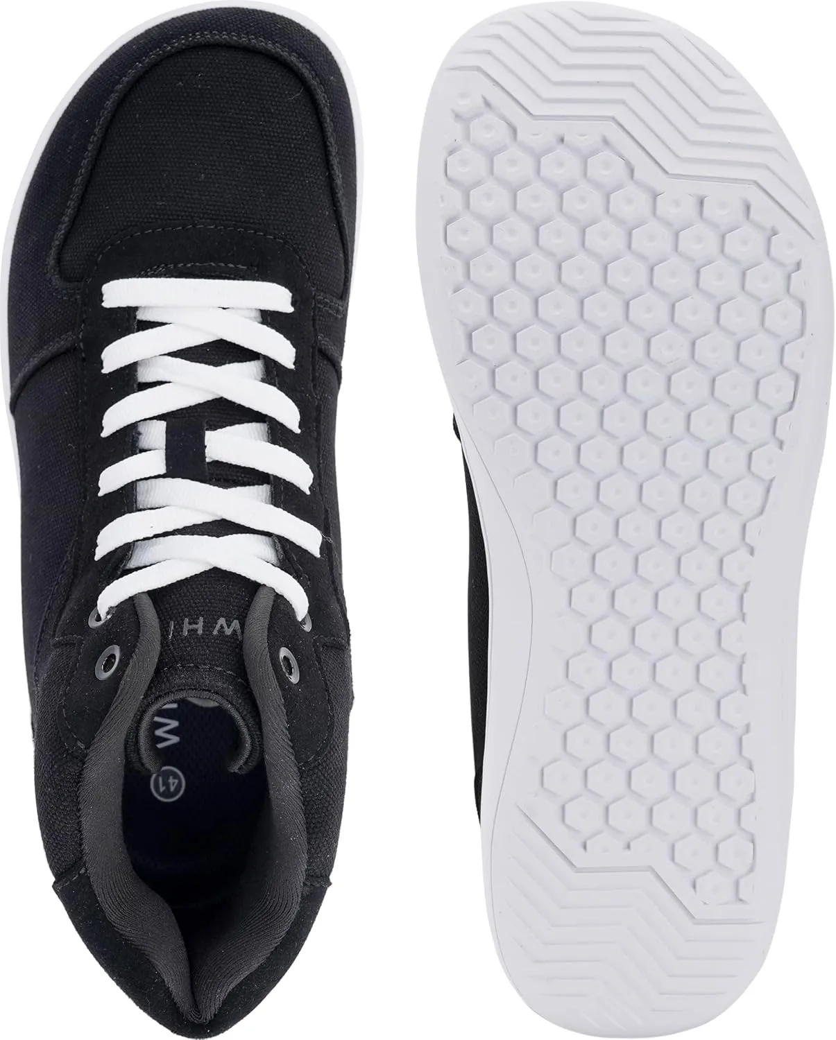 WHITIN Women's High-Top Canvas Minimalist Barefoot Shoes   Wide Toe Box   Zero Drop