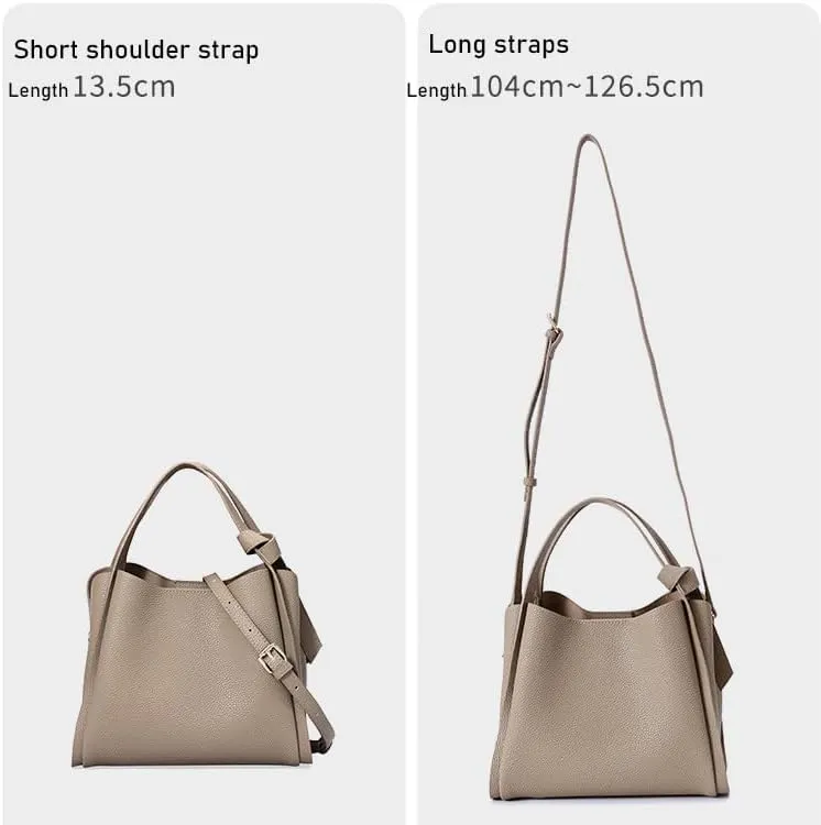 Women Genuine Leather Bucket Bag Vegetable Basket Bag Shoulder Handbag Cowhide Crossbody Purse Adjustable Straps