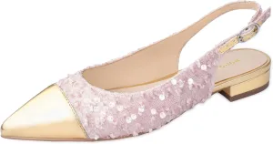 Women Slingback Flats Tweed Pointed Toe Slingback Flats Cap Toe Dress Shoes for Women