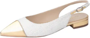 Women Slingback Flats Tweed Pointed Toe Slingback Flats Cap Toe Dress Shoes for Women