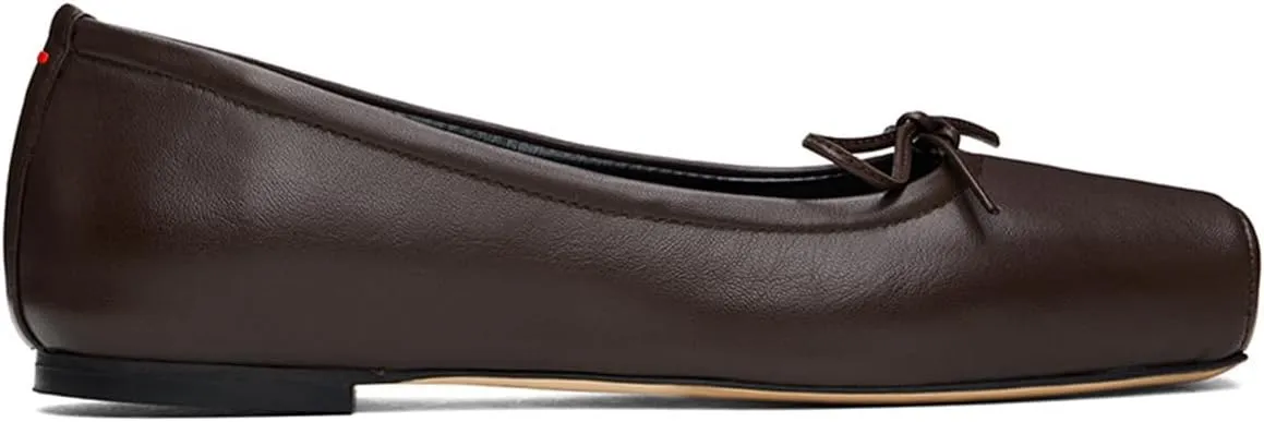 Women Vintage Square Toe Ballet Flats Bow Slip On Satin Flats Comfortable Matte Leather Metallic Flats Office Ladies Work Flat Heel Dress Shoes Club Driving Flat Shoes Spring 4-11 M US