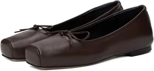 Women Vintage Square Toe Ballet Flats Bow Slip On Satin Flats Comfortable Matte Leather Metallic Flats Office Ladies Work Flat Heel Dress Shoes Club Driving Flat Shoes Spring 4-11 M US
