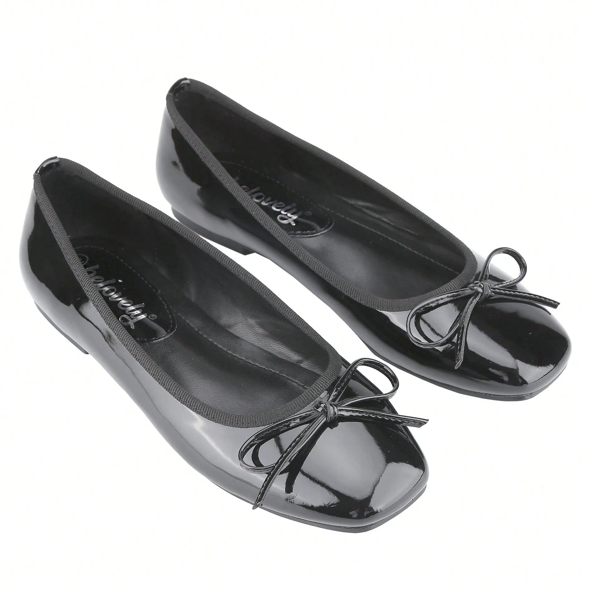 Women’s Ballet Flats – Square Toe Bowknot Slip-On with Coquette Aesthetic