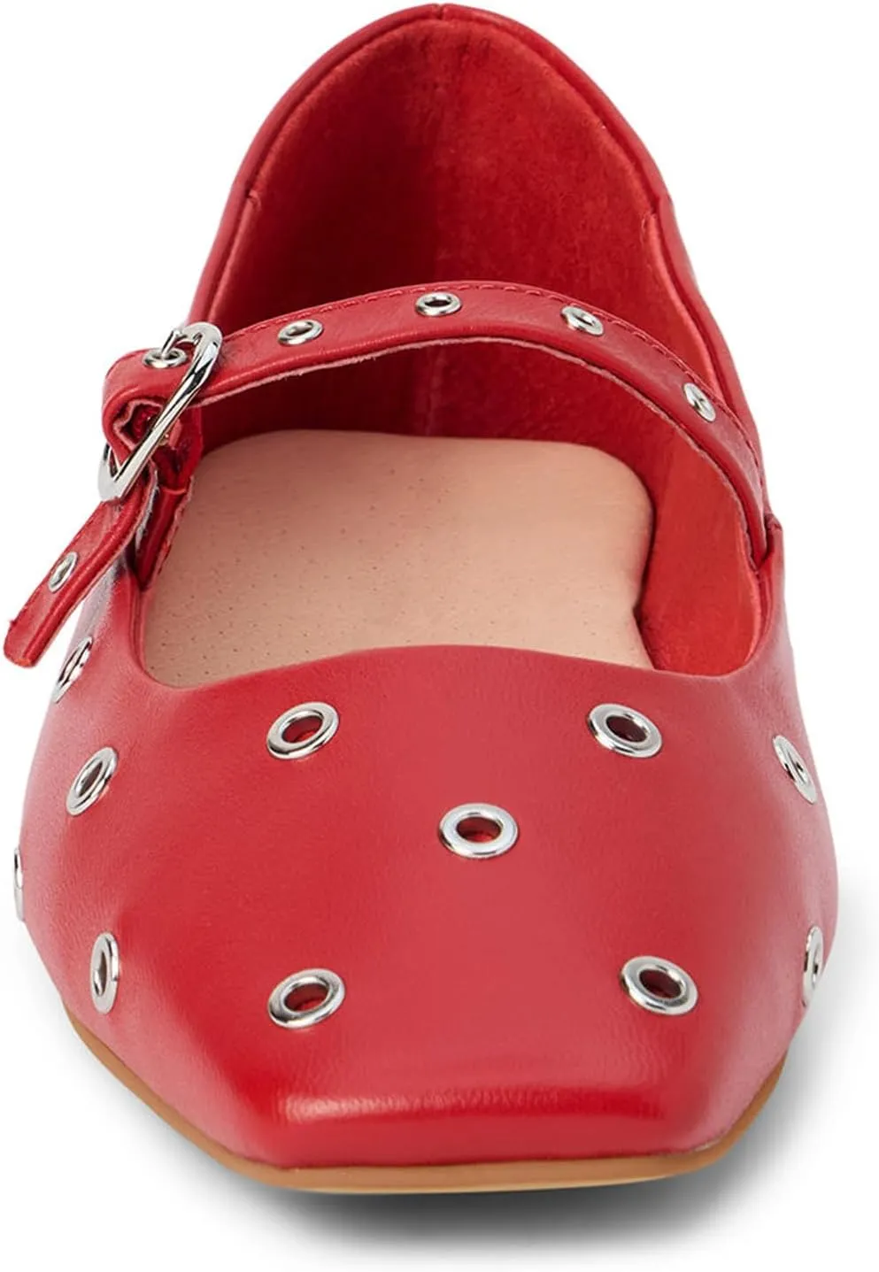 Womens Ballet Flats Studded Mary Jane Flats Shoes for Women Square Toe Dress Casual Comfortable Ballerina Shoes with Buckle Strap