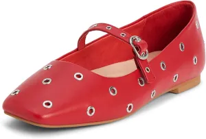 Womens Ballet Flats Studded Mary Jane Flats Shoes for Women Square Toe Dress Casual Comfortable Ballerina Shoes with Buckle Strap