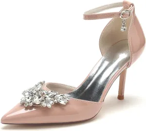 Women's Buckle-Accented Pointed-Toe Kitten Heel Pumps - Comfortable 2-Inch Low Heels for Parties & Office Wear, Ideal Dress Shoes