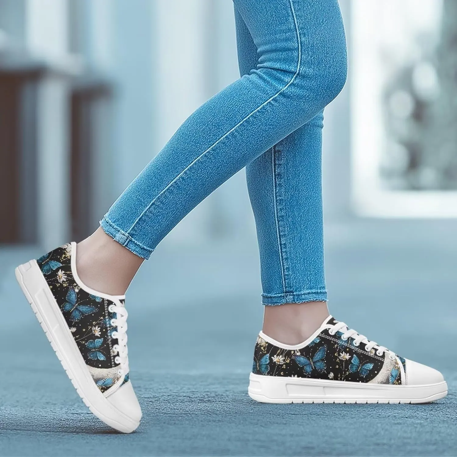 Womens Canvas Sneakers Low-Top Slip Ons Shoes Summer Lace Up Platform Fashion Casual Cute Walking Shoes 5.5-13.5