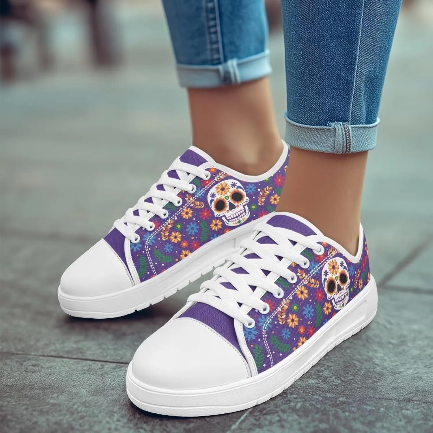 Womens Canvas Sneakers Low-Top Slip Ons Shoes Summer Lace Up Platform Fashion Casual Cute Walking Shoes 5.5-13.5