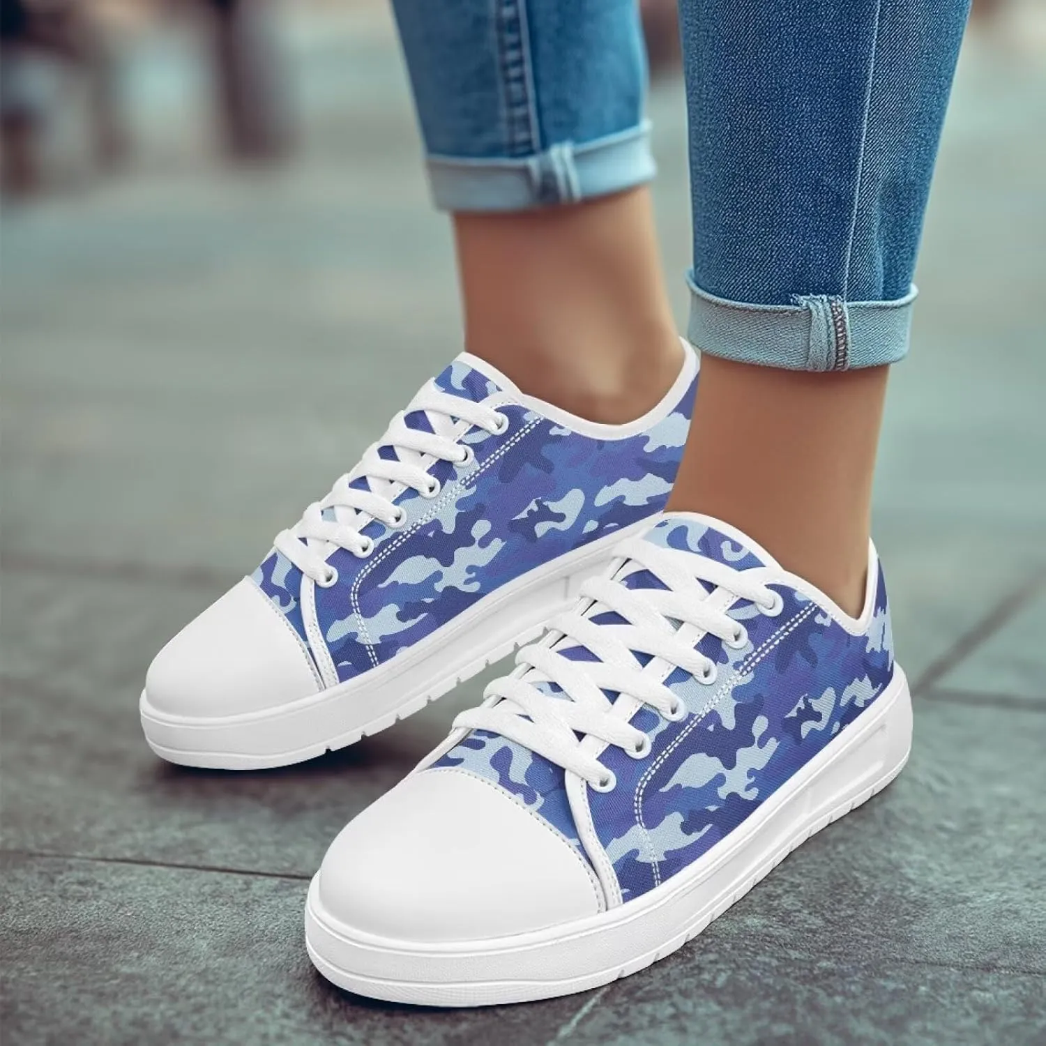 Womens Canvas Sneakers Low-Top Slip Ons Shoes Summer Lace Up Platform Fashion Casual Cute Walking Shoes 5.5-13.5