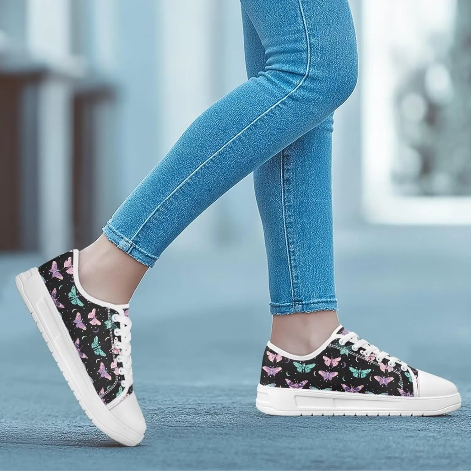Womens Canvas Sneakers Low-Top Slip Ons Shoes Summer Lace Up Platform Fashion Casual Cute Walking Shoes 5.5-13.5