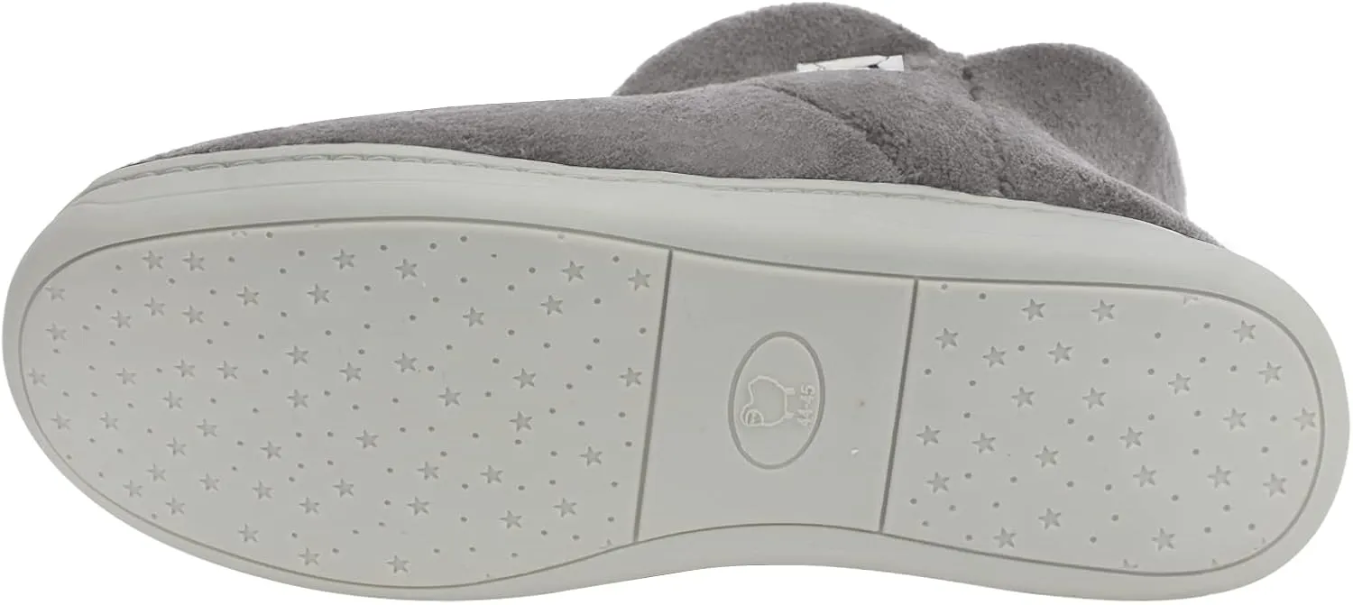Womens Cashmere Knit Ankle Bootie Slippers Warm Cotton Quilted House Slippers Non-slip Indoor Slippers