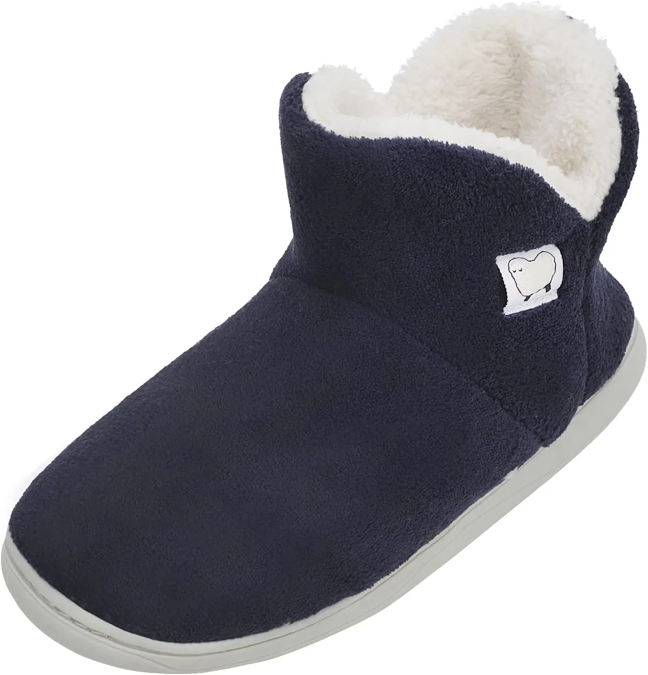 Womens Cashmere Knit Ankle Bootie Slippers Warm Cotton Quilted House Slippers Non-slip Indoor Slippers
