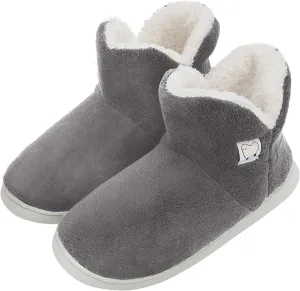 Womens Cashmere Knit Ankle Bootie Slippers Warm Cotton Quilted House Slippers Non-slip Indoor Slippers