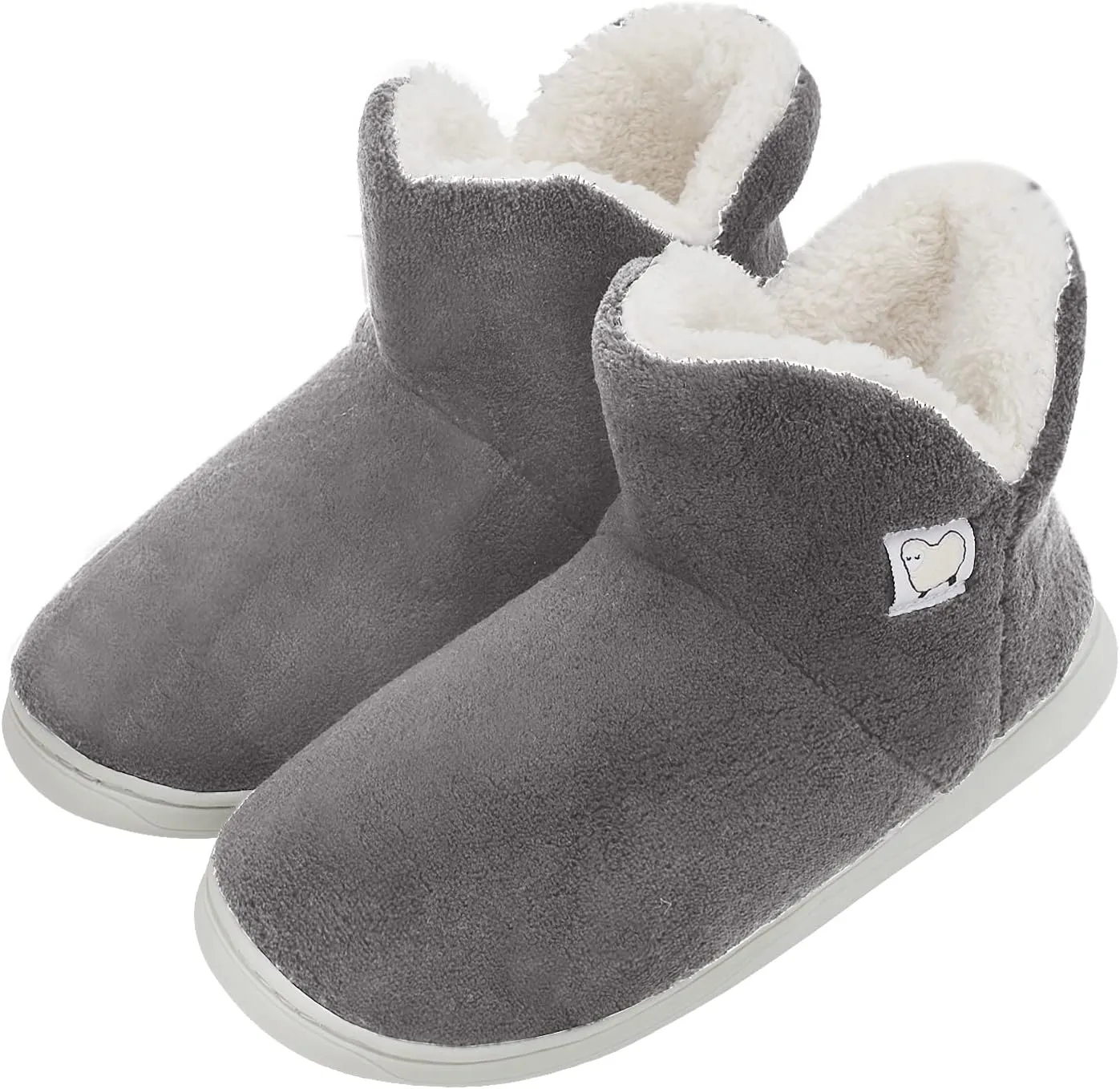Womens Cashmere Knit Ankle Bootie Slippers Warm Cotton Quilted House Slippers Non-slip Indoor Slippers