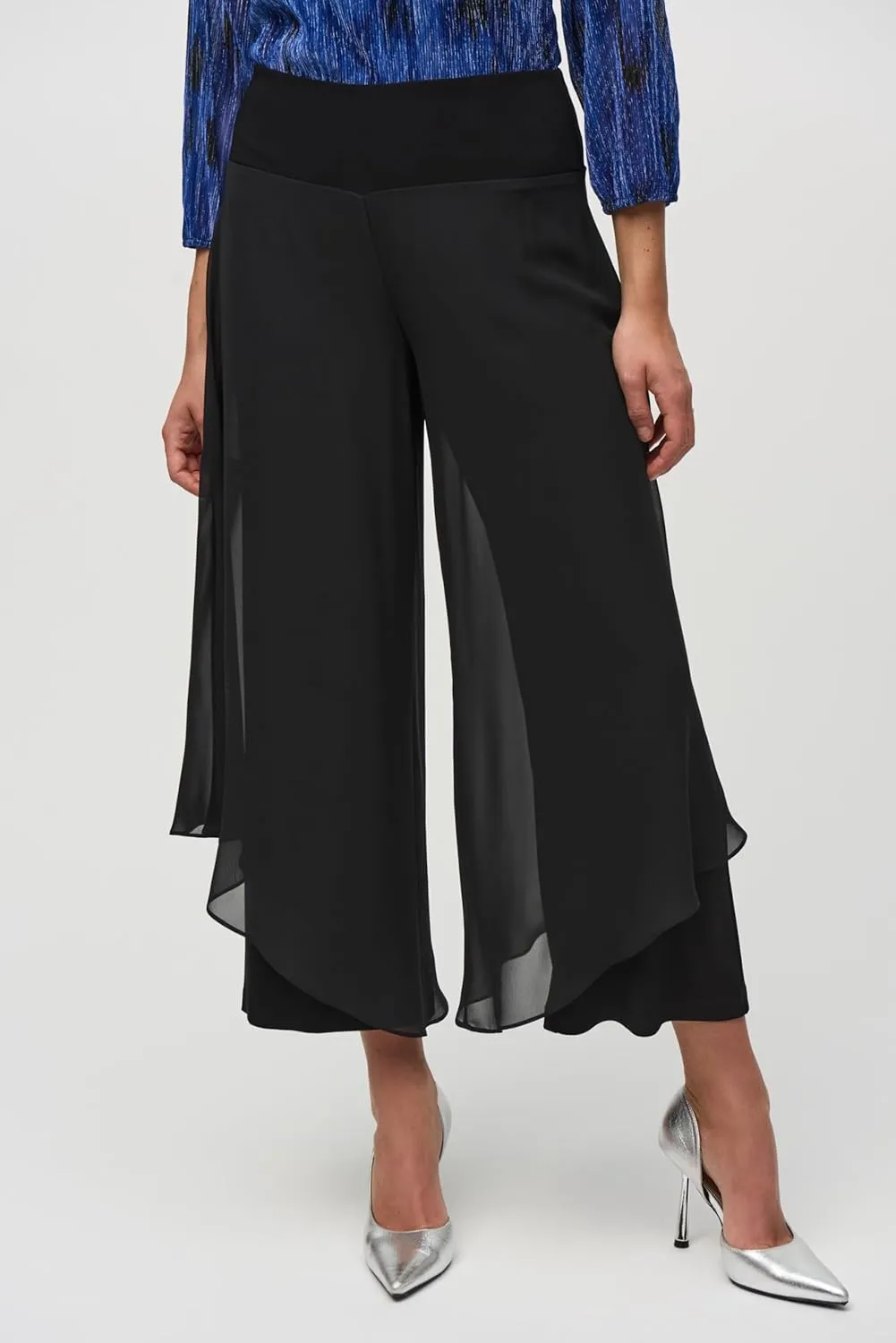 Women's Chiffon and Silky Knit Wide Leg Pants