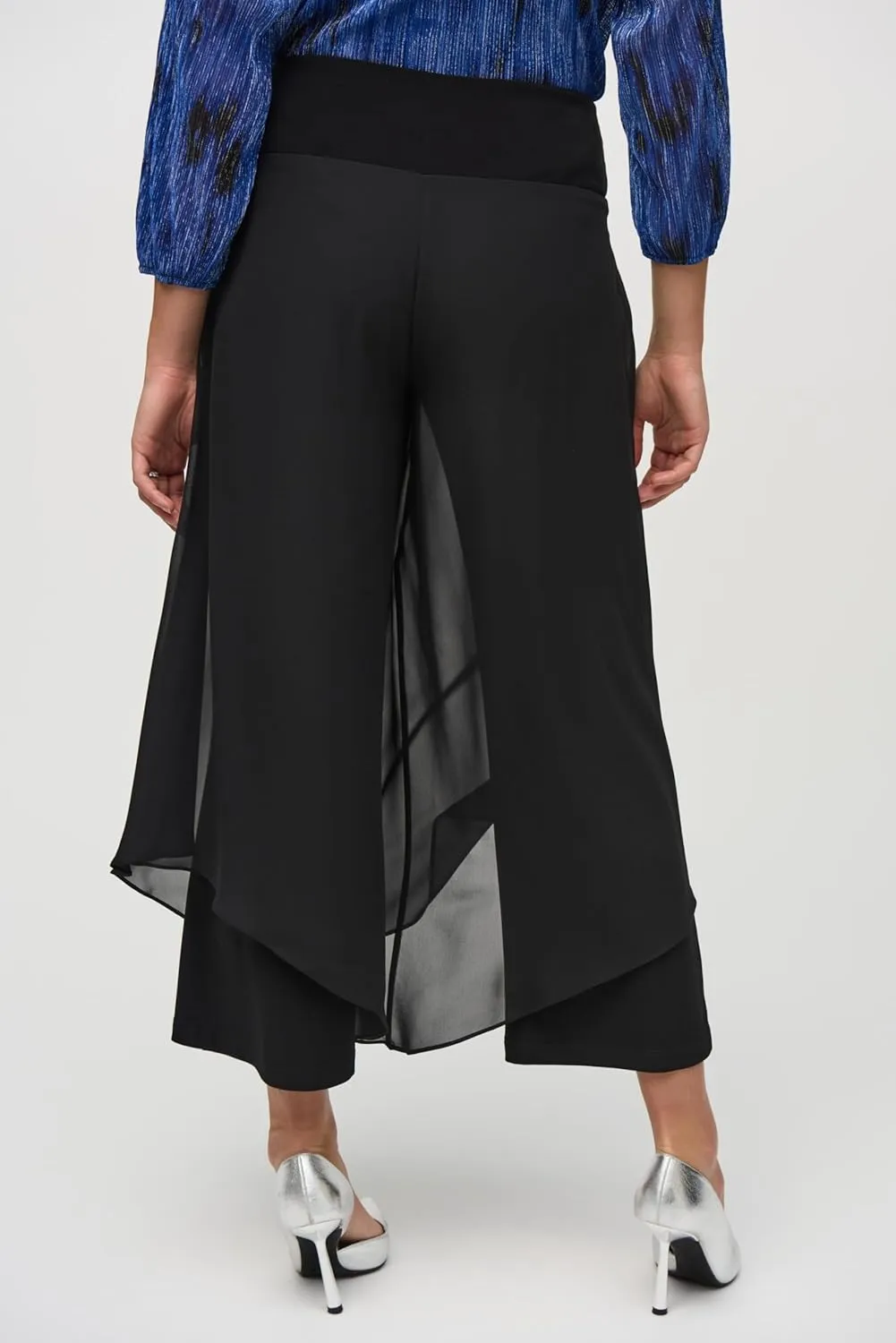 Women's Chiffon and Silky Knit Wide Leg Pants