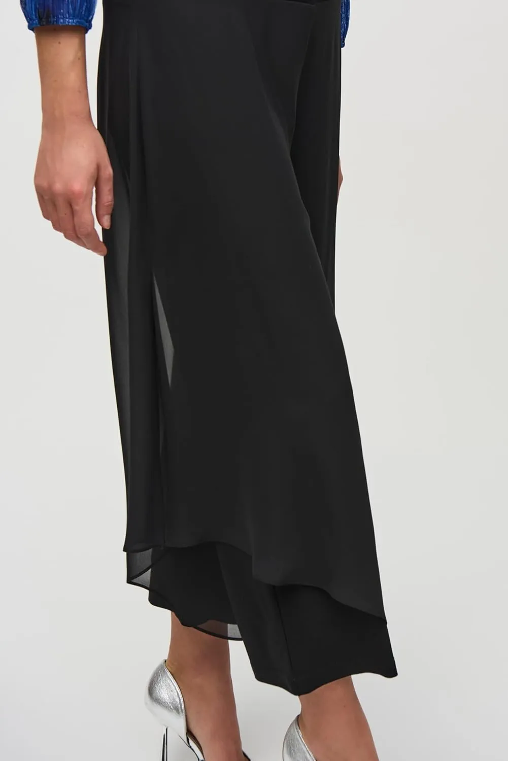 Women's Chiffon and Silky Knit Wide Leg Pants