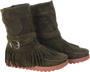 Women's Fringe Side-Zip Boot,Women's Suede Fringe Ankle Boots Wide Round Toe Flats Winter Warm Fashionable Western Outdoor Short Boots Boho Tassel Studded Slip On Booties with Zipper