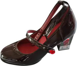 Womens Goth Punk Chunky Heels Pumps Patent Leather Mary Jane Shoes with Ankle Strap Rose High Heel Dress Party Shoes