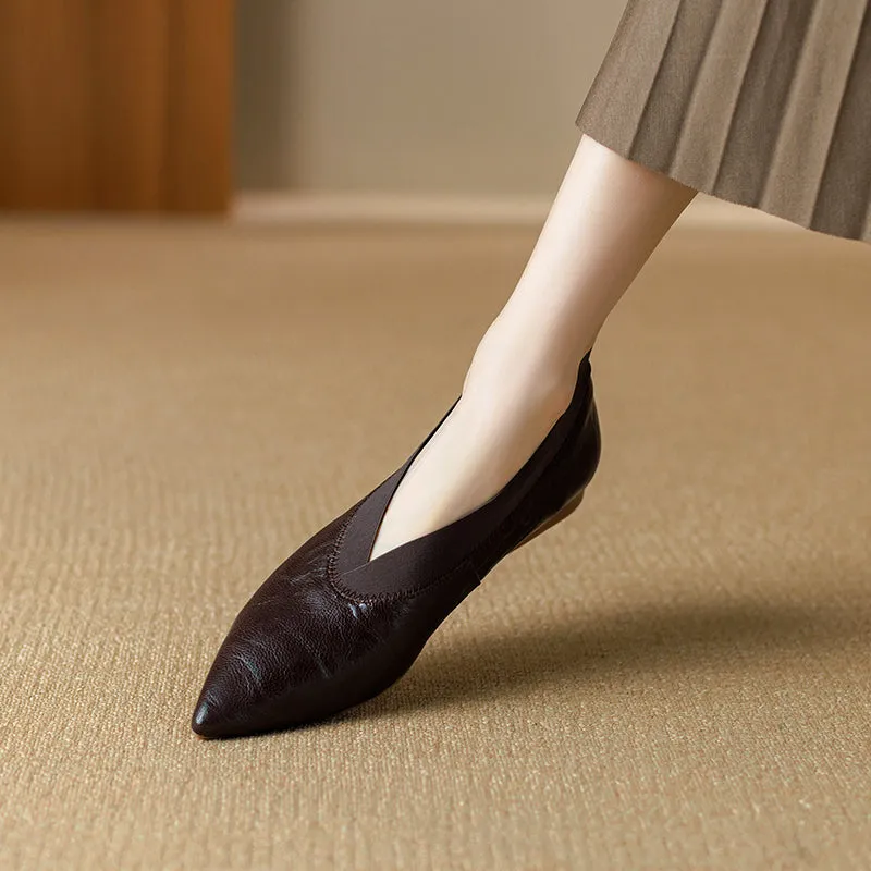 Women's Handmade Sheepskin Vintage Comfort Slip-on Glove Shoes