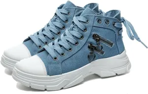 Women's High Top Heightened Sole Canvas Shoes Sports Causal Fashion Sneakers
