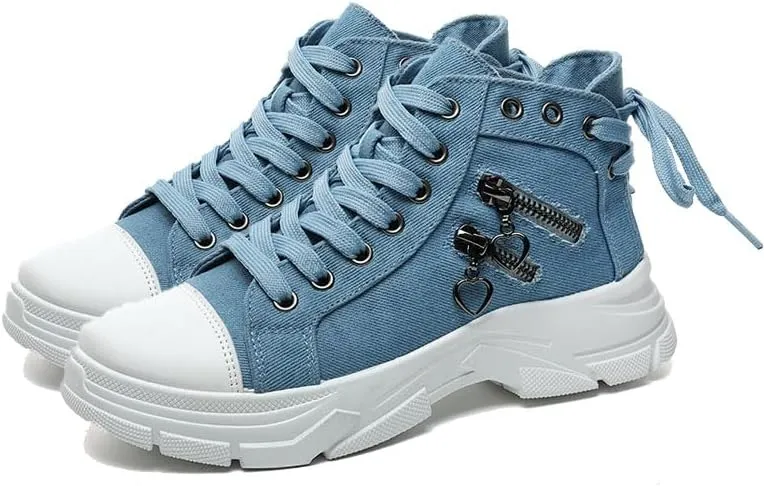 Women's High Top Heightened Sole Canvas Shoes Sports Causal Fashion Sneakers