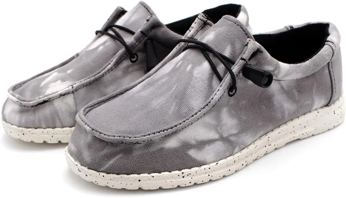 Womens Hola Canvas Upper Fashion Slip On Loafers Tie Dye