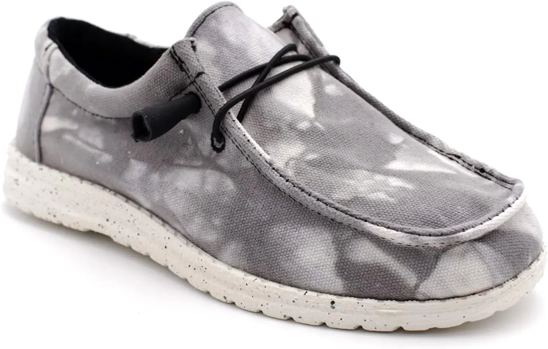 Womens Hola Canvas Upper Fashion Slip On Loafers Tie Dye