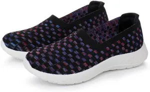 Women's Knit Lightweight Slip on Walking Shoes,Non Slip Breathable Mesh Soft Sole Sneakers Casual Comfortable Walking Shoes Mom Shoes