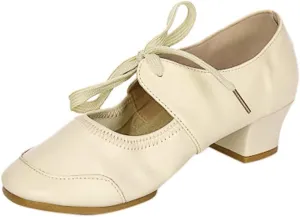 Women's Leather Tap Shoe Latin Dancing Shoes Flapper Shoes for Women 1920S Mid Heel Character Ballroom Dance Shoe