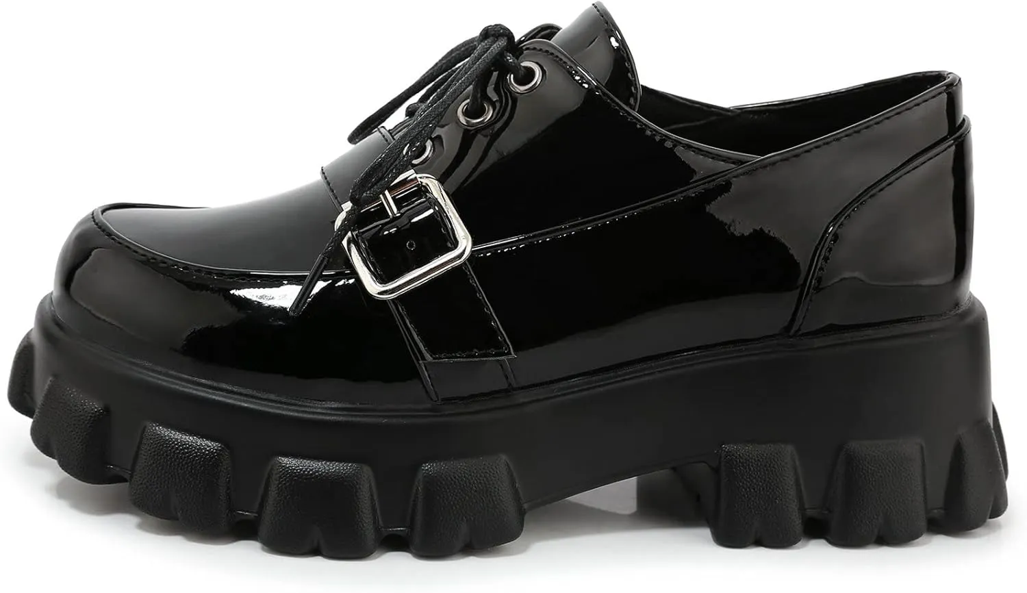 Womens Lug Sole Platform Goth Shoes Chunky Heel Lace Up Oxford Pumps Round Toe