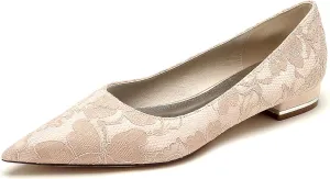 Womens Party Lace Evening Shoes Wedding Bridal Flats Shoes Pointed Toe Bridesmaid Dress Shoes