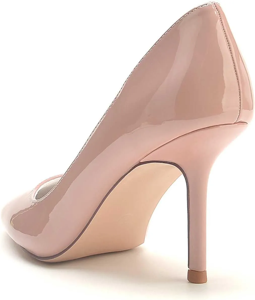 Women's Pointed-Toe Low Heel Pumps with Rhinestones – Ivory Bridal Dress Shoes, Slip-On Design, 3.34-Inch Heels, Patent Leather