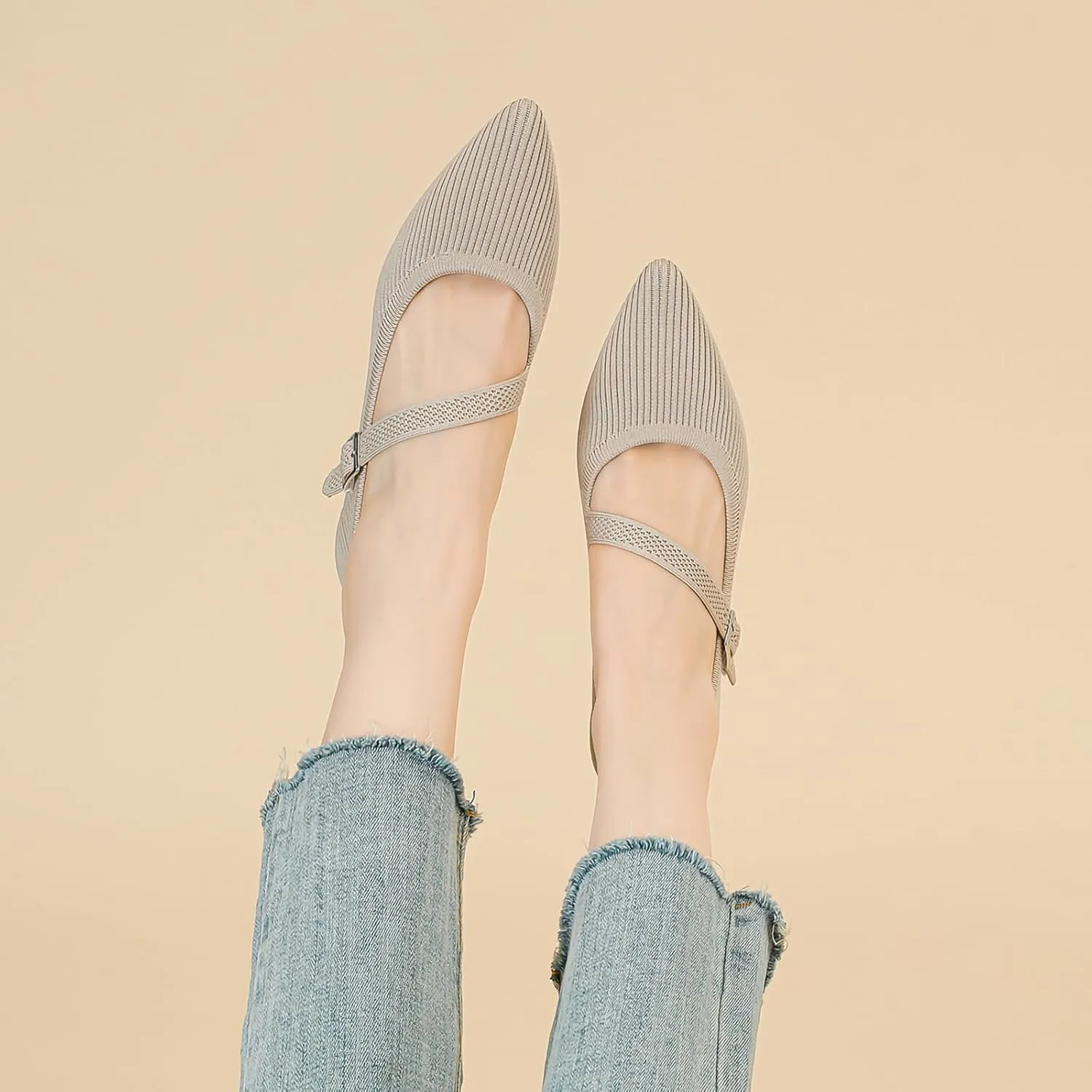 Women’s Pumps Chunky Knit Low Block Heel Closed Toe Comfortable Dress Pumps Knit Shoes Wedding Shoes, Model XTZ 6045-4