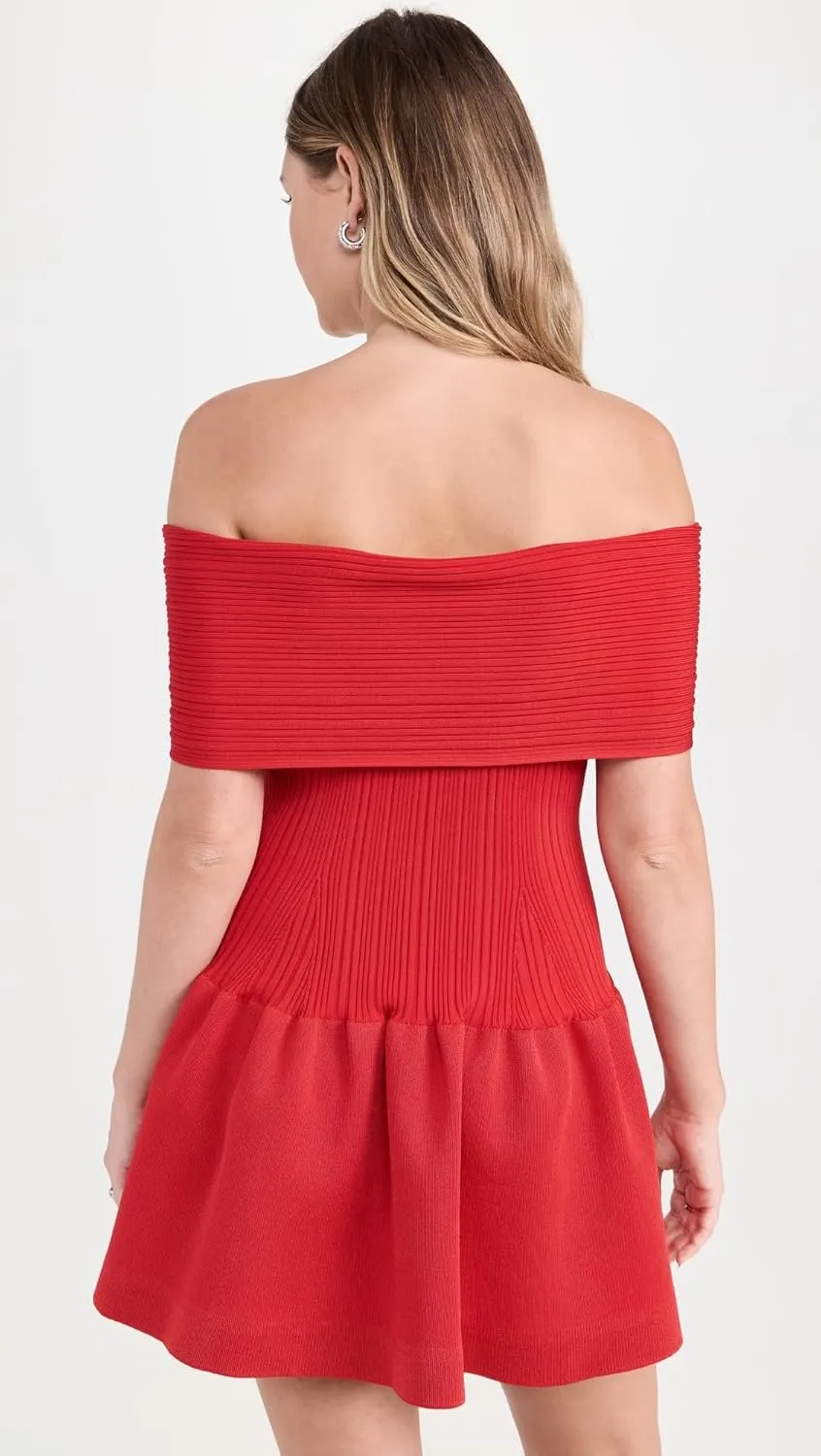 Women's Red Knit Bow Mini Dress